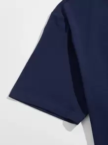 Manfinity 男士小鳥圖案上衣和褲子睡衣套裝 - 藏蓝色 - 查看 3