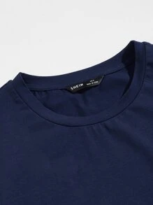 Manfinity 男士小鳥圖案上衣和褲子睡衣套裝 - 藏蓝色 - 查看 4