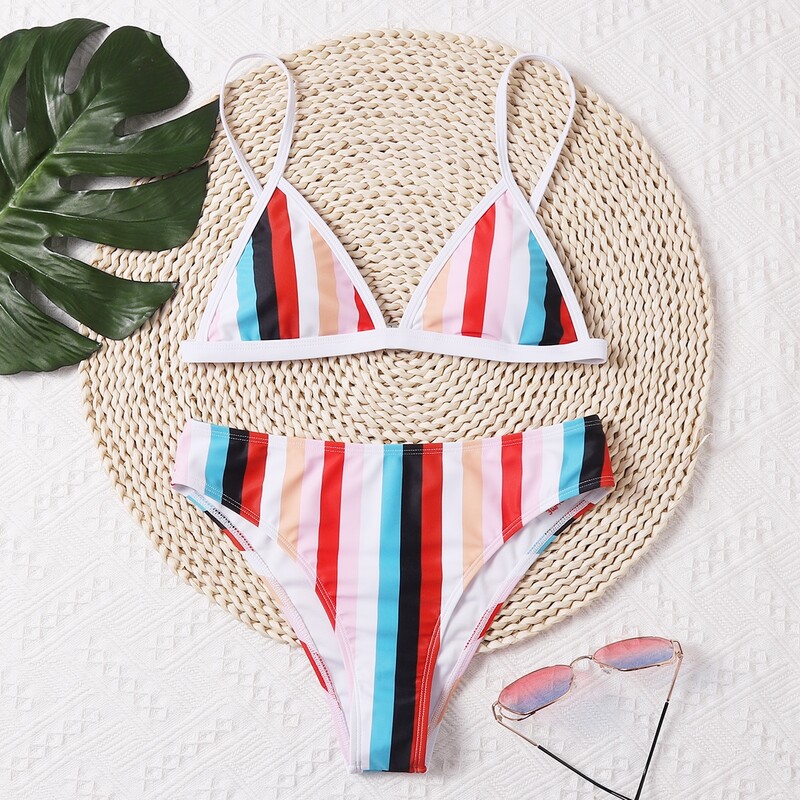 

Stripe Bikini Swimsuit, Multicolor