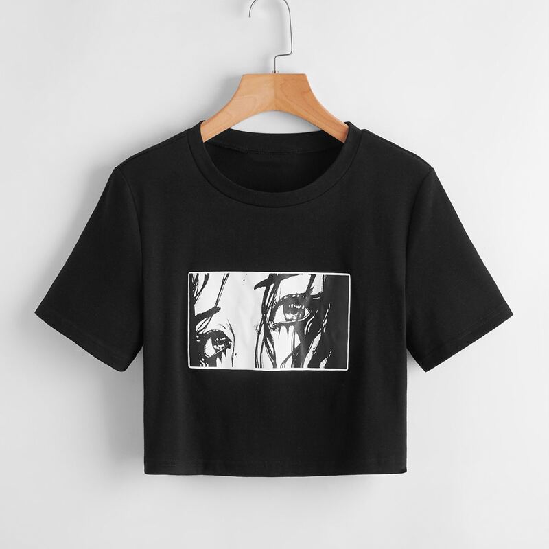 

Comics Graphic Crop Tee, Black