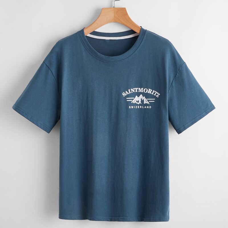 

Letter Graphic Tee, Dusty blue