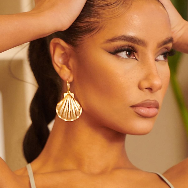 

Shell Charm Drop Earrings, Gold