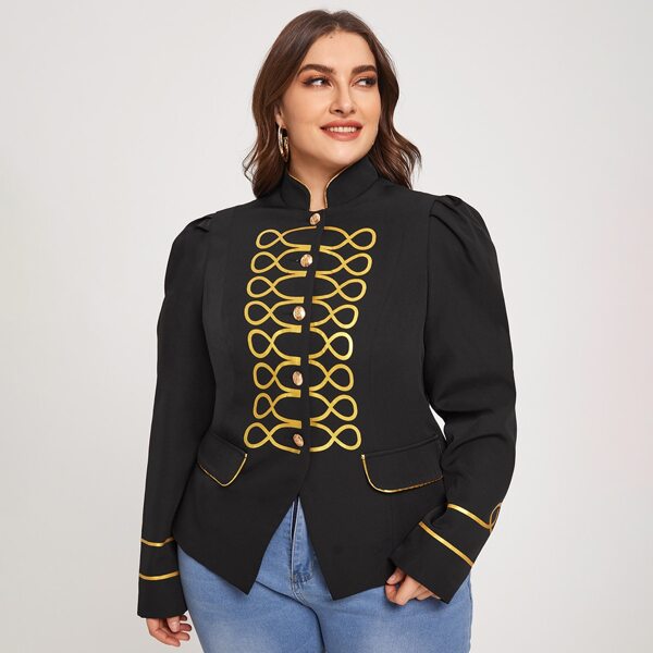 

Plus Tape Detail Single Breasted Blazer, Black