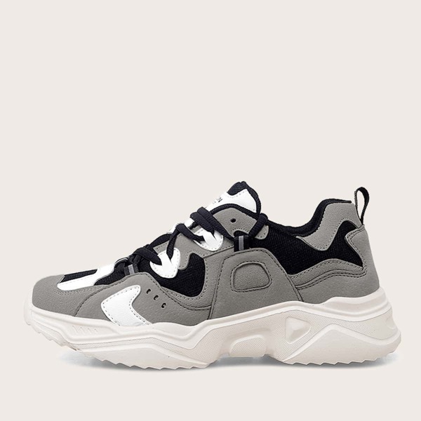 

Lace-up Front Mesh Panel Sneakers, Light grey