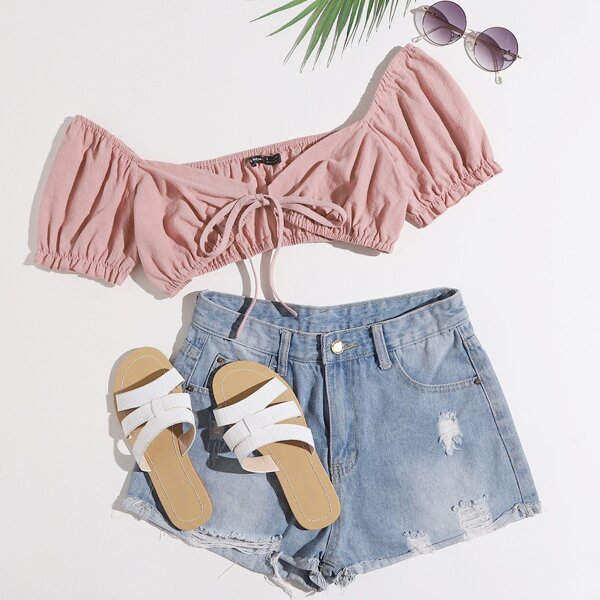 

Solid Knot Front Top, Dusty pink