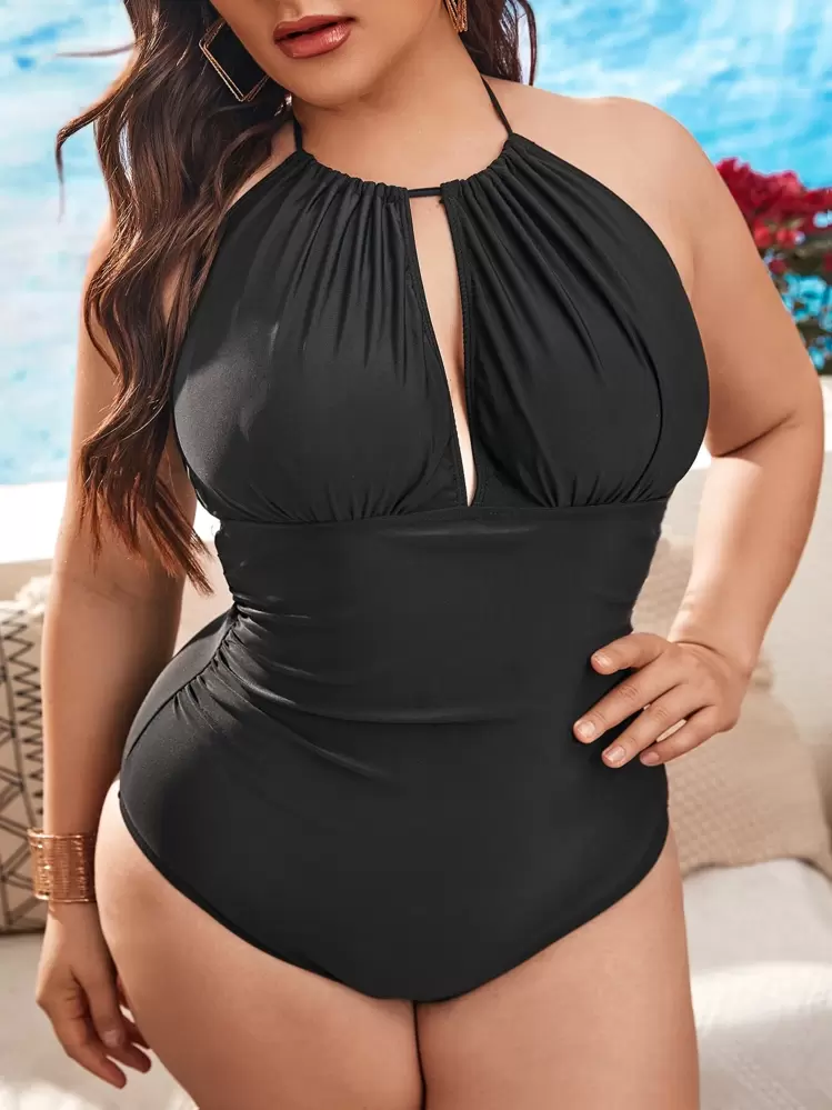 プラス ルーシュ カットアウト ワンピース水着 | SHEIN JAPAN