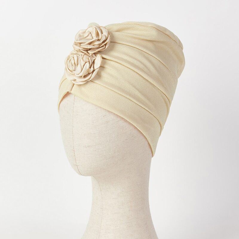 

Flower Decor Scarf Hat, Apricot