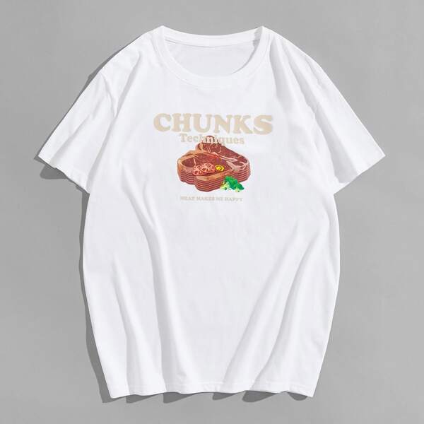 

Men Meat & Slogan Graphic Tee, White