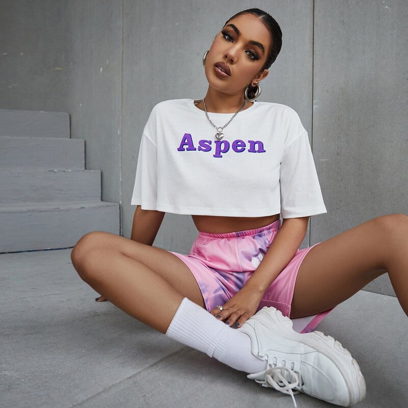 

Letter Graphic Drop Shoulder Crop Tee, White