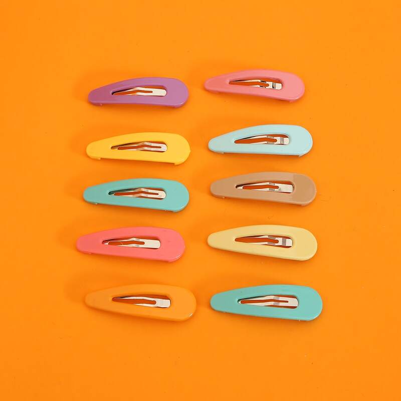 

10pcs Colorful Snap Hair Clip, Multicolor