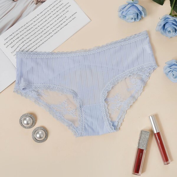 

Rib Lace Trim Panty, Baby blue