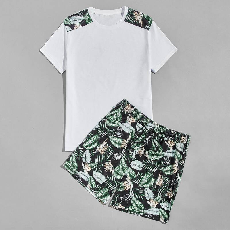 

Guys Tropical Print Tee & Shorts, Multicolor