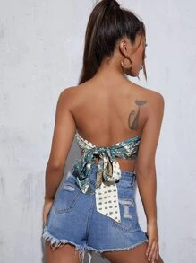 Soleia Top tubo pañuelo con estampado de paisley
