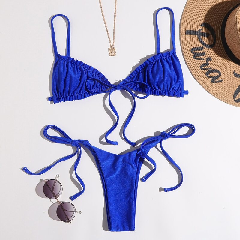 

Ruched Bust Tie Side Bikini Swimsuit, Royal blue