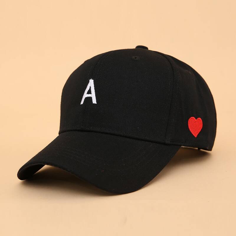 

Letter Embroidery Baseball Cap, Black