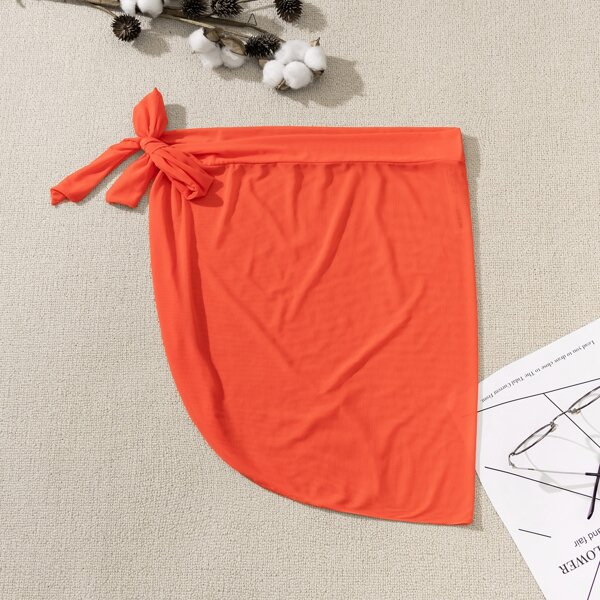 

Knot Waist Sheer Cover Up, Orange