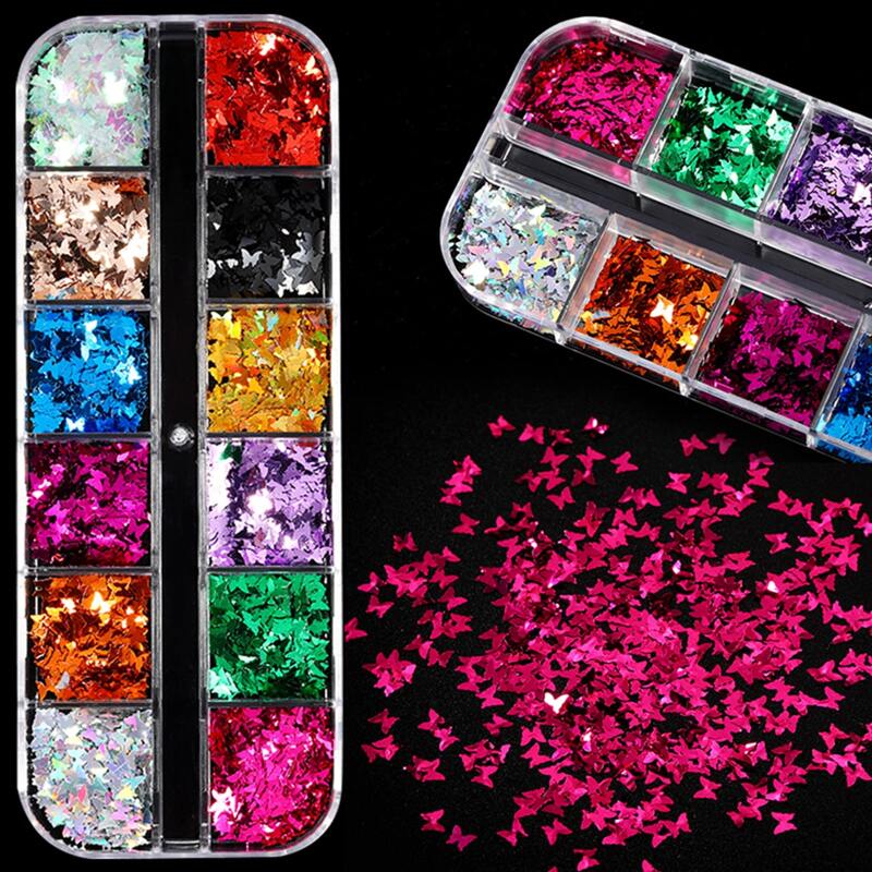 

1box Butterfly Nail Art Decoration Sequin, Multicolor