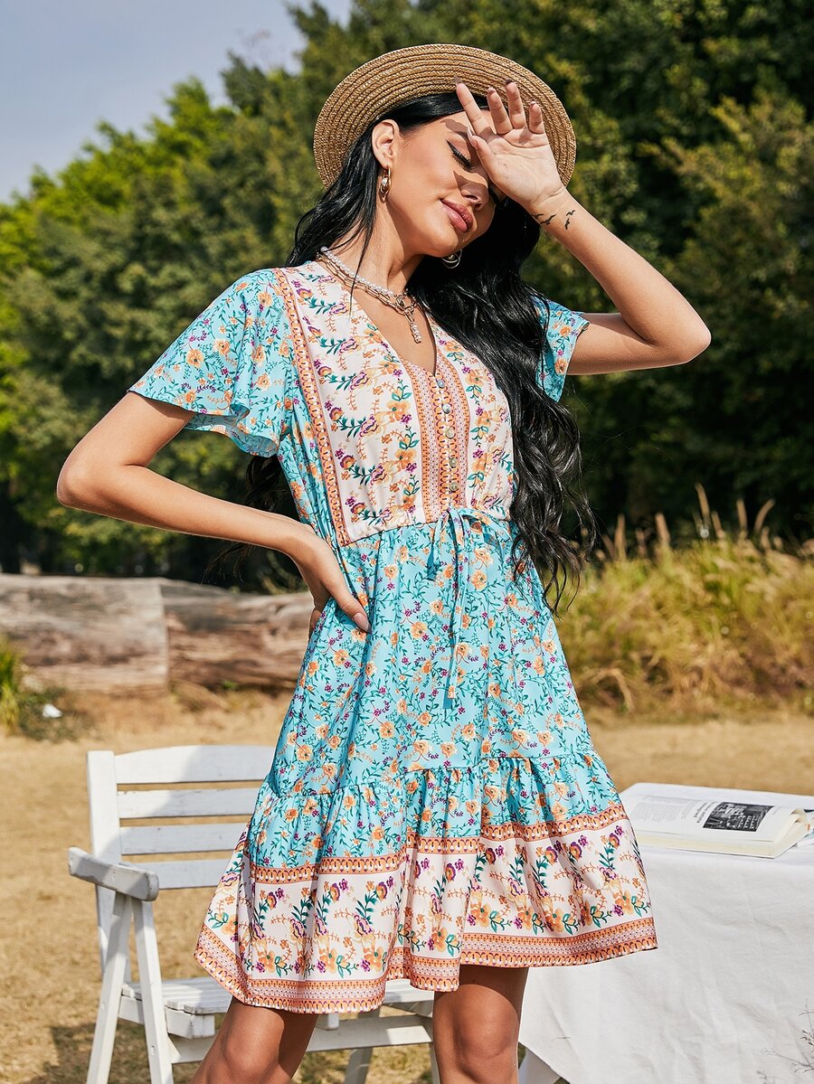 Đầm Dây kéo Hoa Boho - Nhiều màu - Xem 1