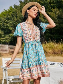 Đầm Dây kéo Hoa Boho - Nhiều màu - Xem 3