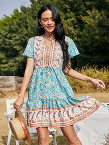 Đầm Dây kéo Hoa Boho - Nhiều màu - Xem 4