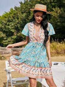 Đầm Dây kéo Hoa Boho - Nhiều màu - Xem 5