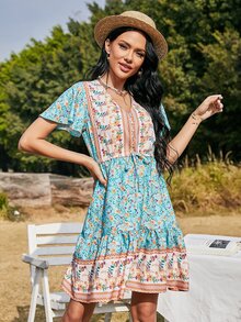 Đầm Dây kéo Hoa Boho - Nhiều màu - Xem 6