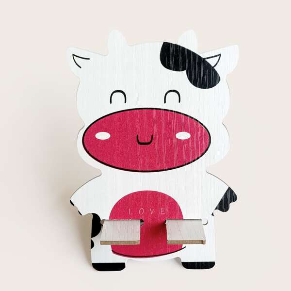 

Cartoon Cow Pattern Phone Holder, Red and white