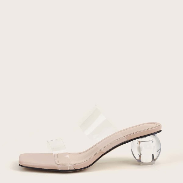 

Clear Sculptural Heeled Mule Sandals