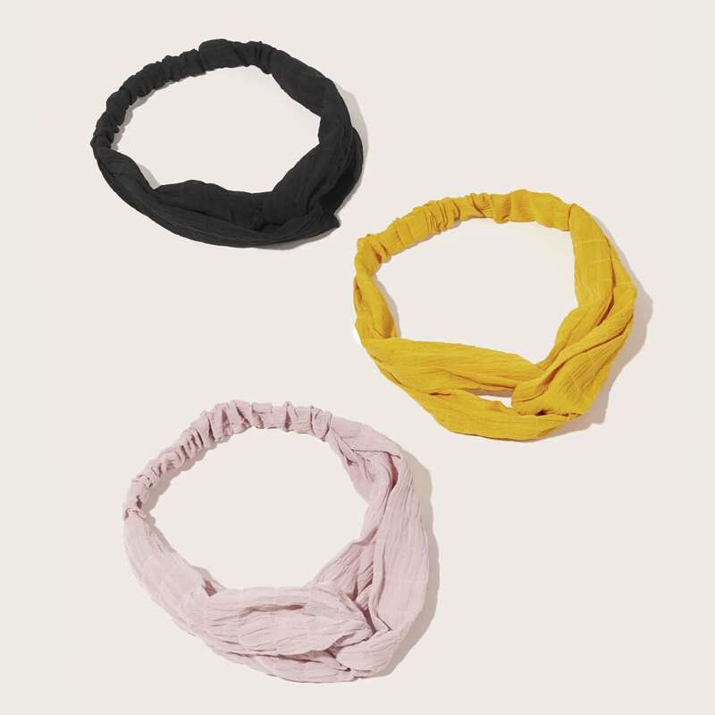 

3pcs Solid Knot Hair Band, Multicolor