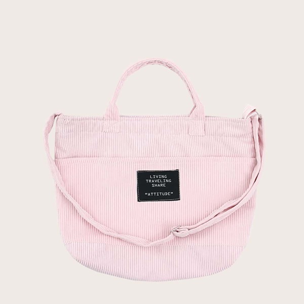 

Large Capacity Corduroy Tote Bag, Pink