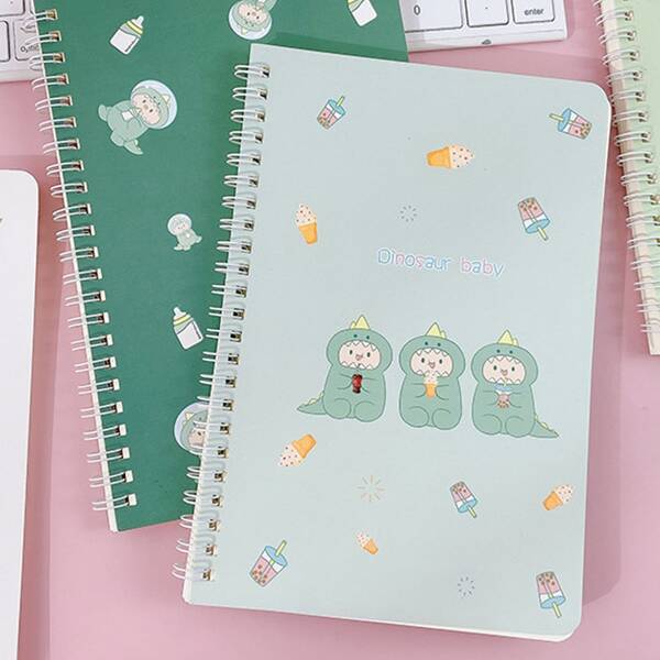 

1pc Cartoon Dinosaur Print Spiral Notebook, Multicolor