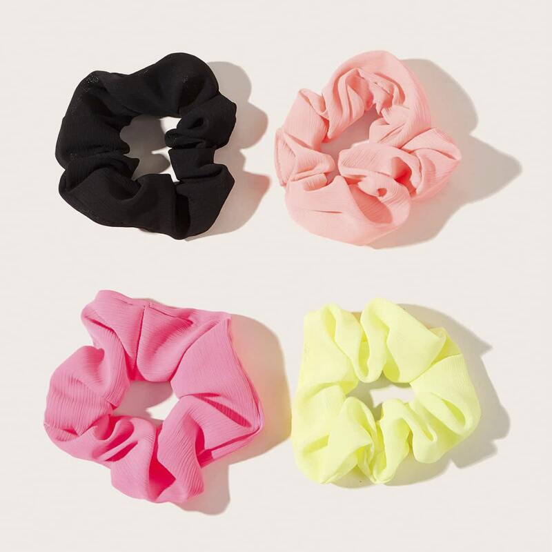 

4pcs Solid Scrunchie, Multicolor