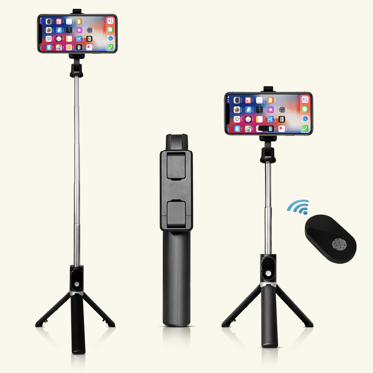 

1pc Remote Control Bluetooth Selfie Stick Tripod, Black