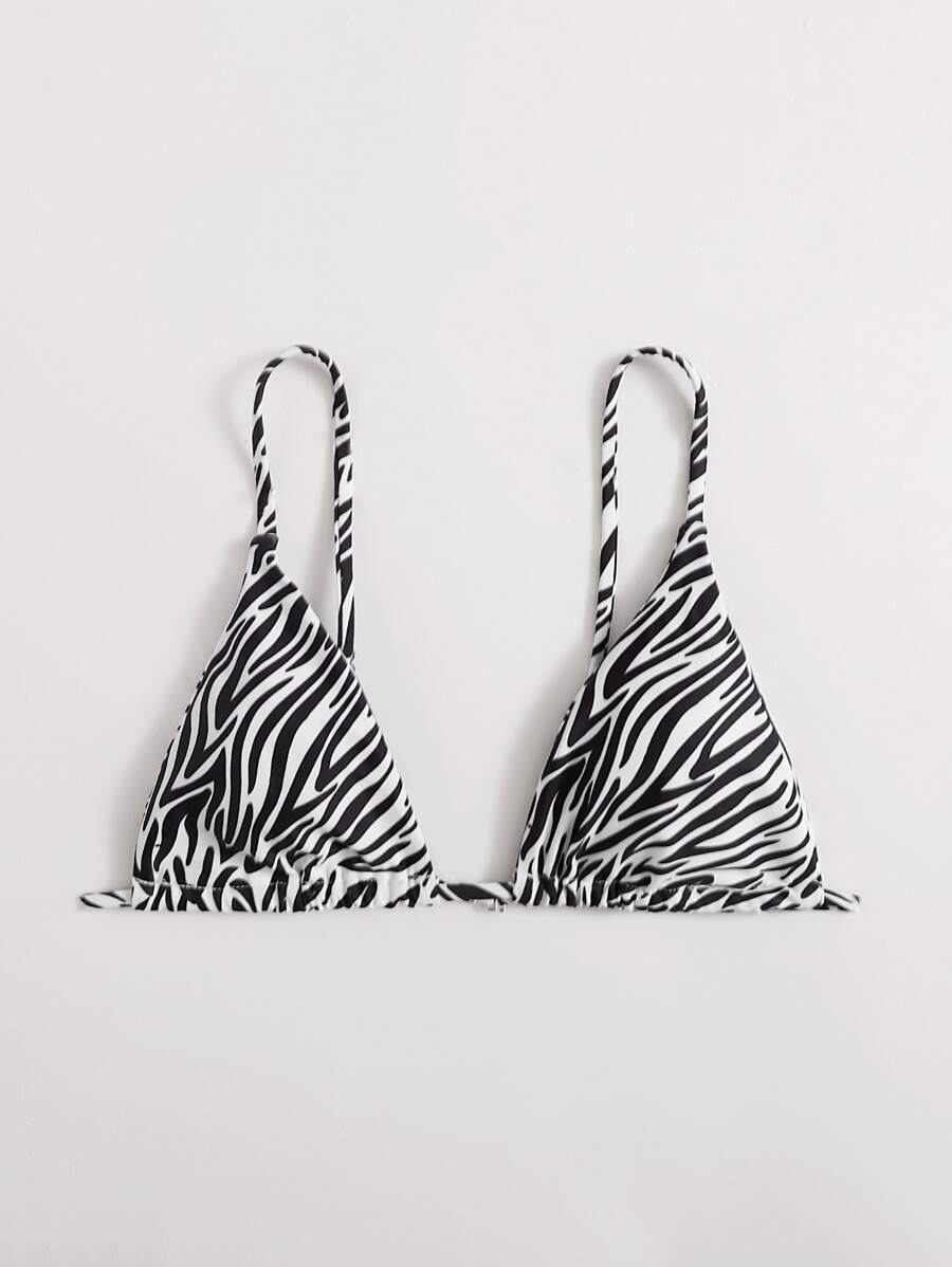 SHEIN Swim Summer Beach Zebra Stripe Triangle Bikini Top