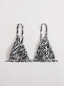 SHEIN Swim Summer Beach Zebra Stripe Triangle Bikini Top