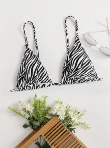 SHEIN Swim Summer Beach Zebra Stripe Triangle Bikini Top