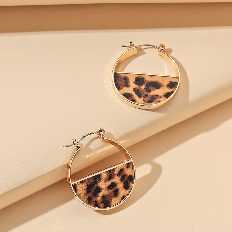 

Leopard Pattern Hoop Earrings, Multicolor