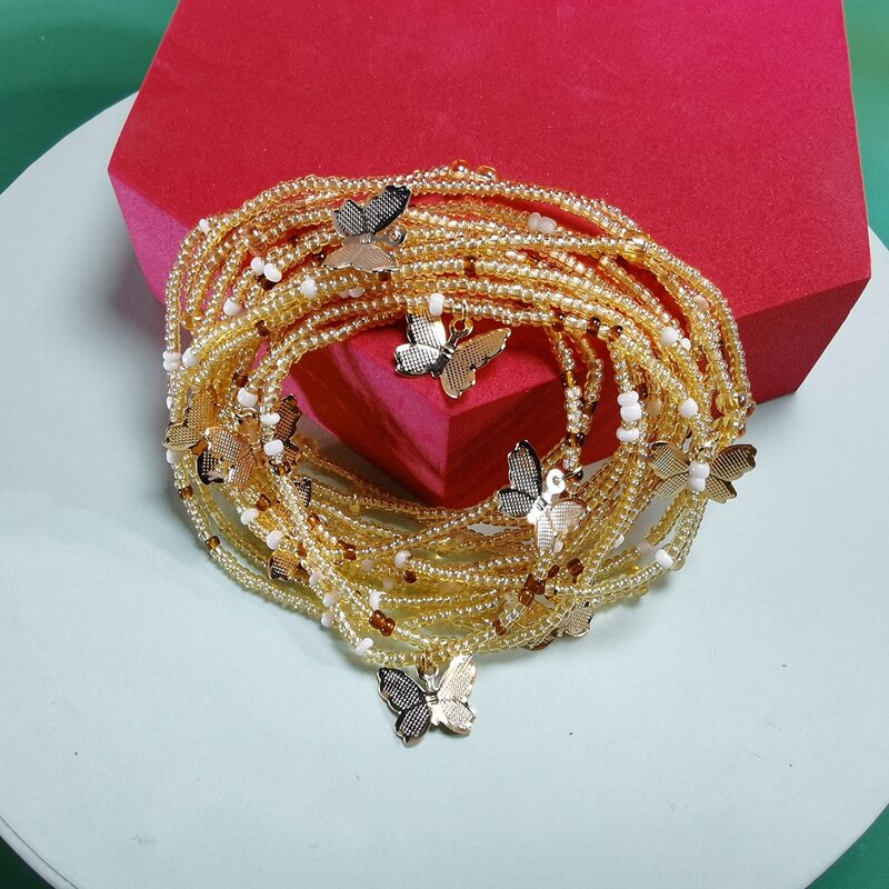 

Butterfly Layered Beaded Bracelet, Champagne