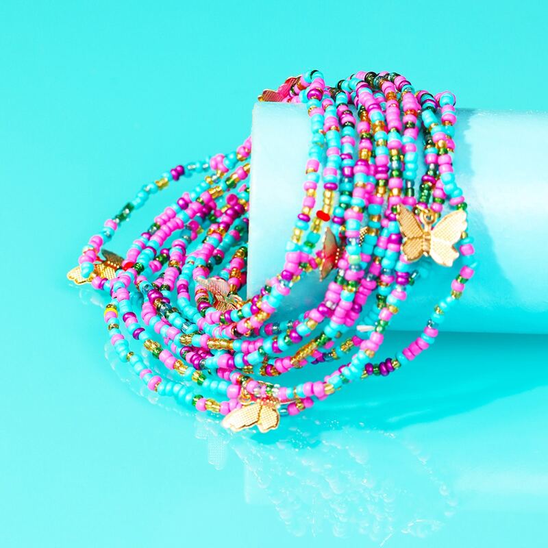 

Butterfly Layered Beaded Bracelet, Multicolor