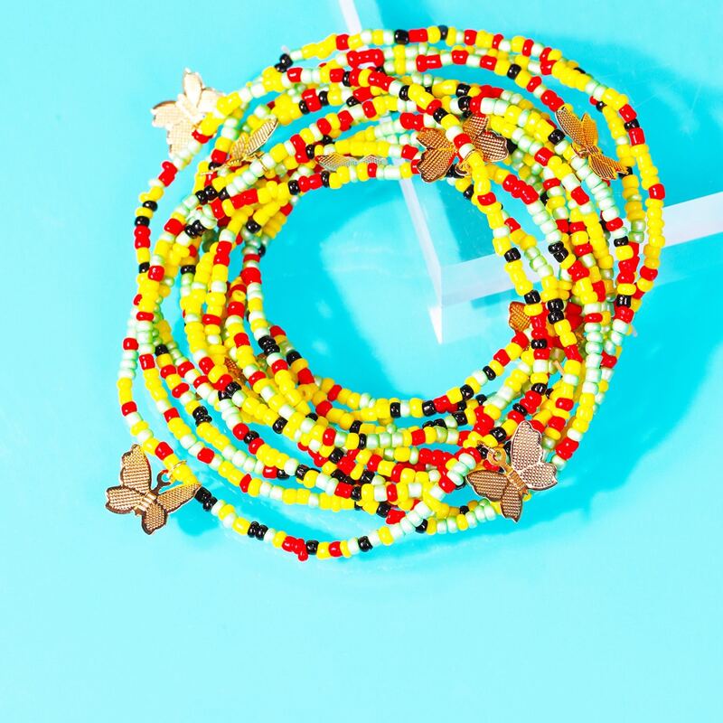 

Butterfly Layered Beaded Bracelet, Yellow