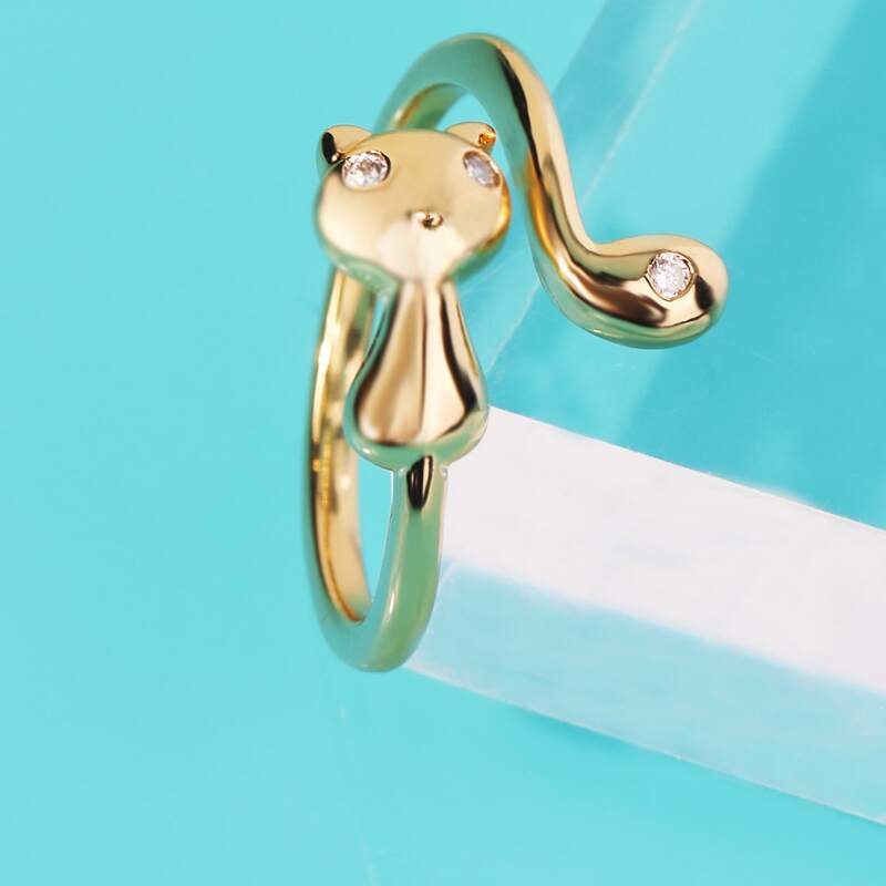 

Rhinestone Fox Ring, Gold