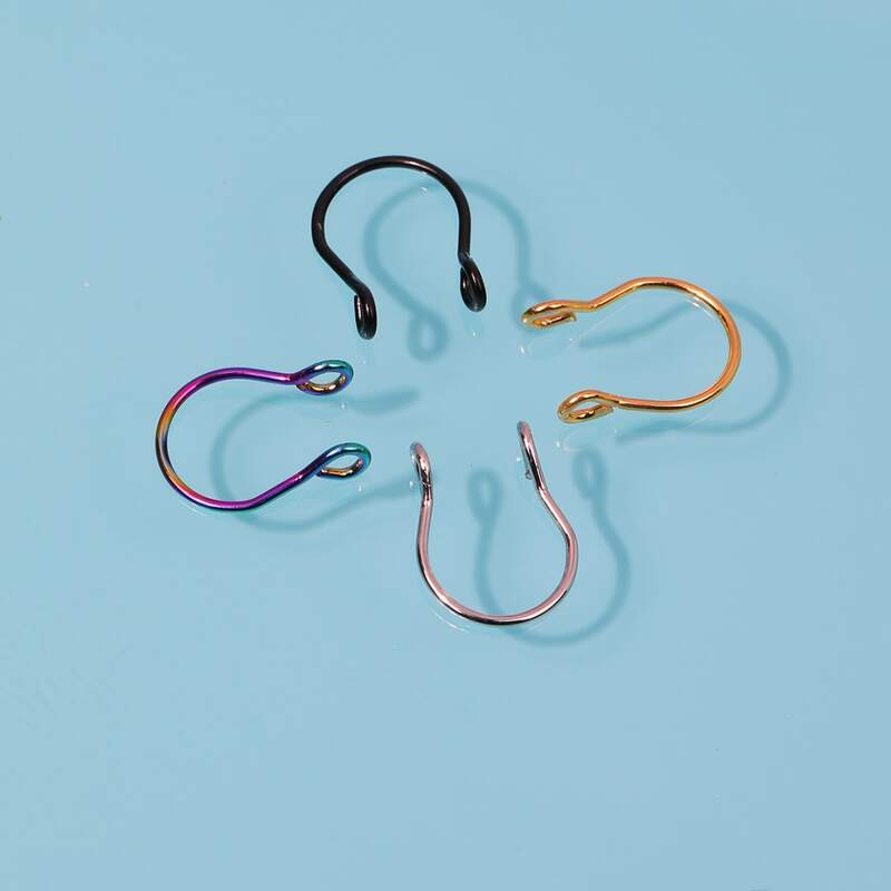 

4pcs Simple Nose Ring, Multicolor