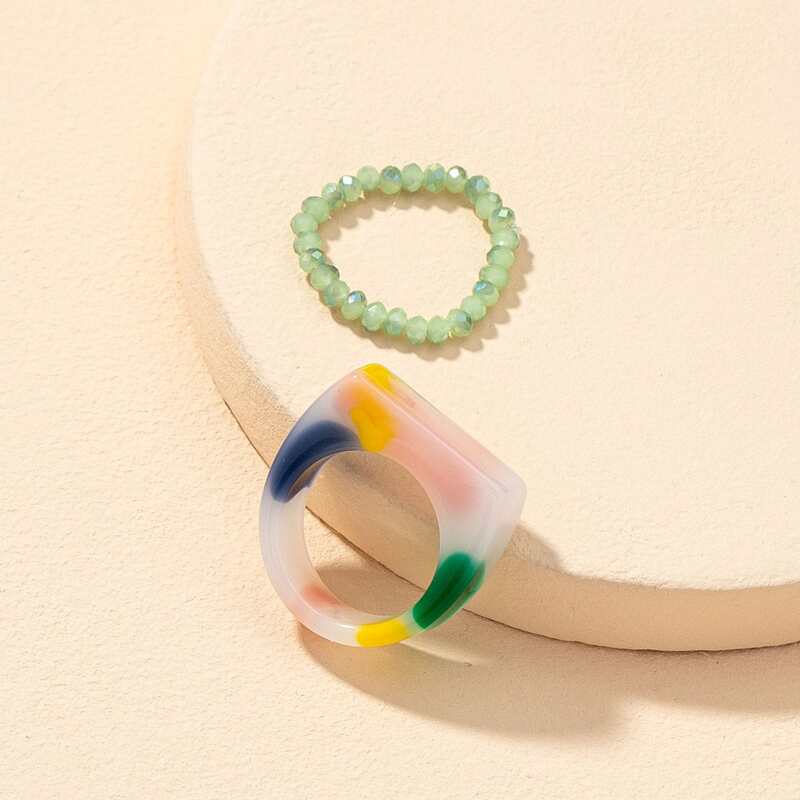

2pcs Hollow Out Colorful Ring, Multicolor