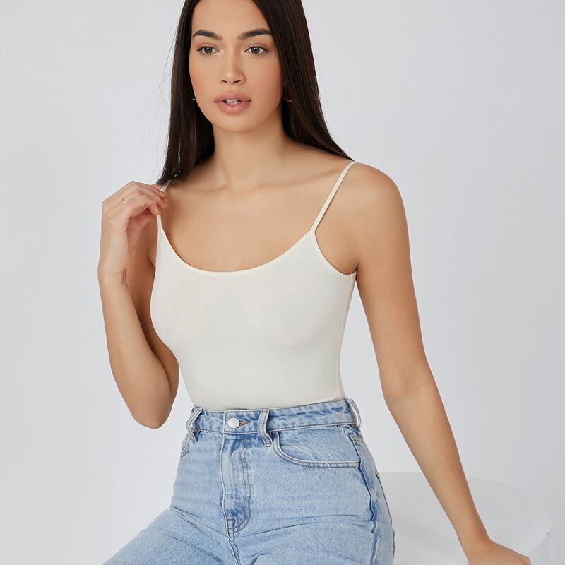 

Solid Form Fitted Slip Bodysuit, White