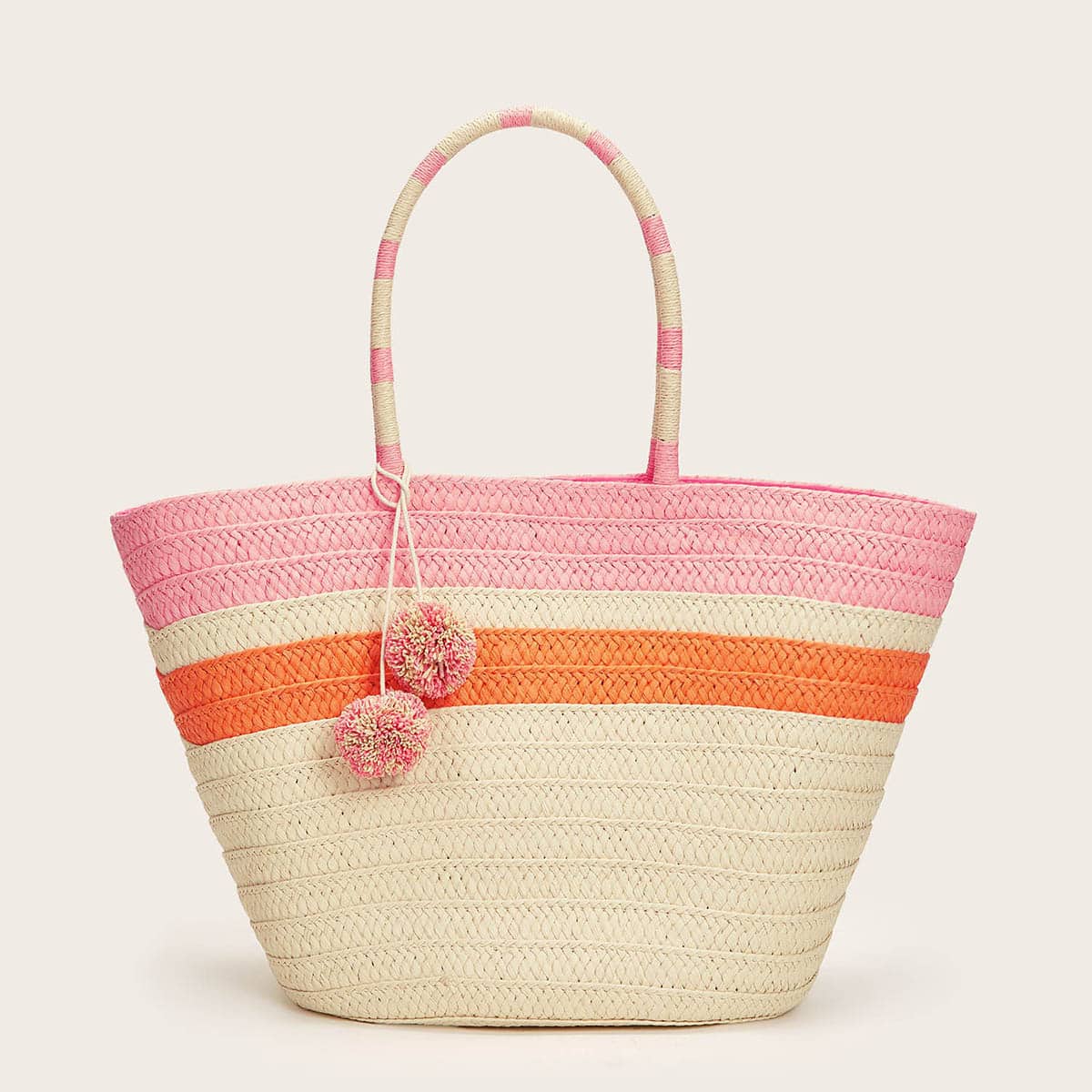 

Color Block Straw Tote Bag, Multicolor