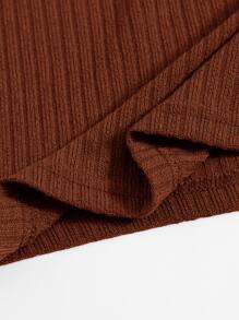 SHEIN EZwear Tank top polos bergaris pendek - Rust Brown - View 5