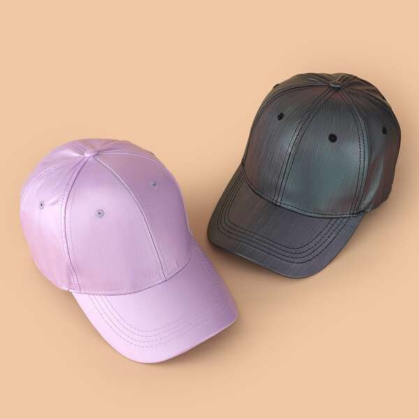 

2pcs Solid Baseball Cap, Multicolor