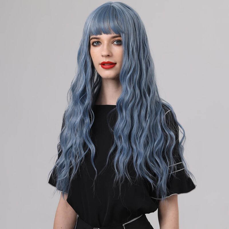 

Long Curly Wig With Bangs, Blue