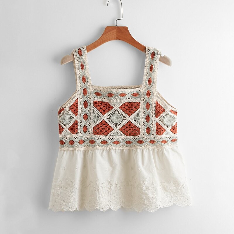 

Crochet Peplum Knit Top, Multicolor