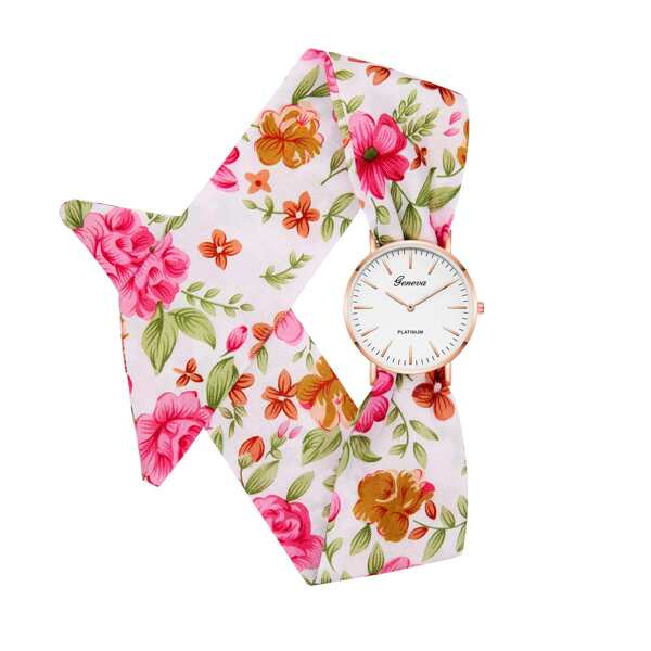

Floral Cloth Strap Watch